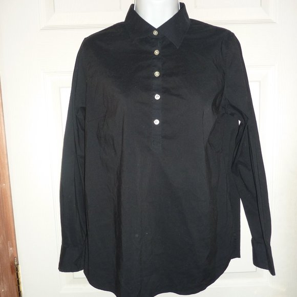 Lands' End Black Long Sleeve Blouse - Picture 1 of 3